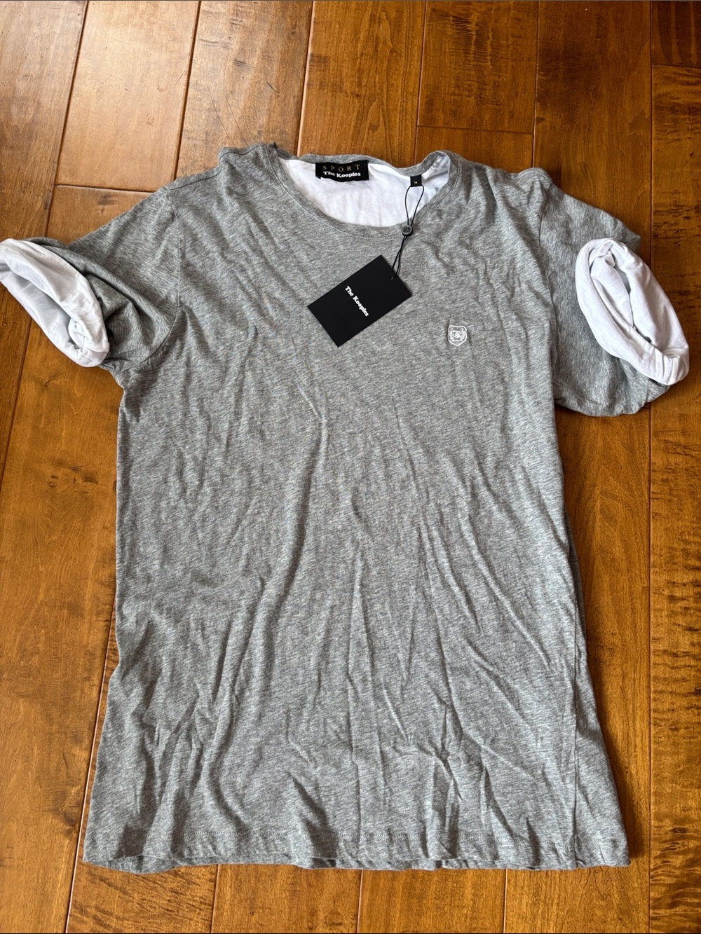 The Kooples Gray Jersey Tee with White Contrast Trim Sz M—NWT—SOFT